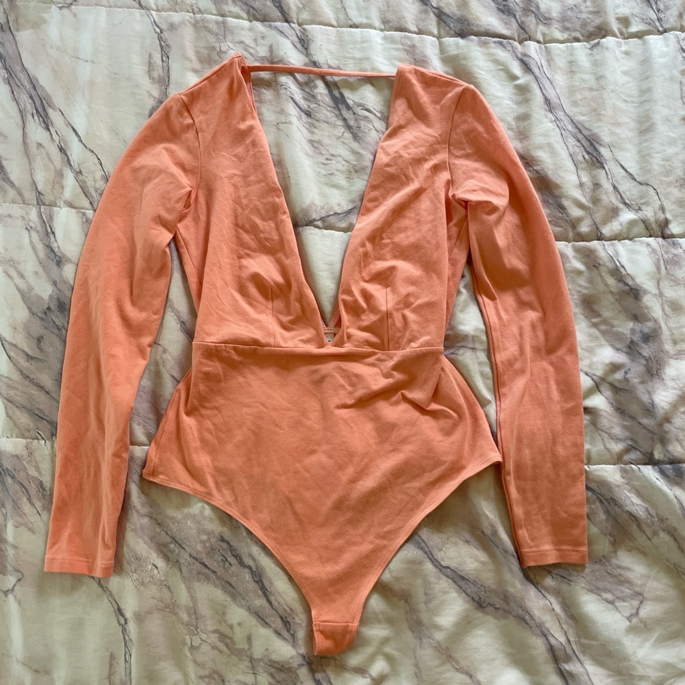 American Apparel Peach Long Sleeve Bodysuit